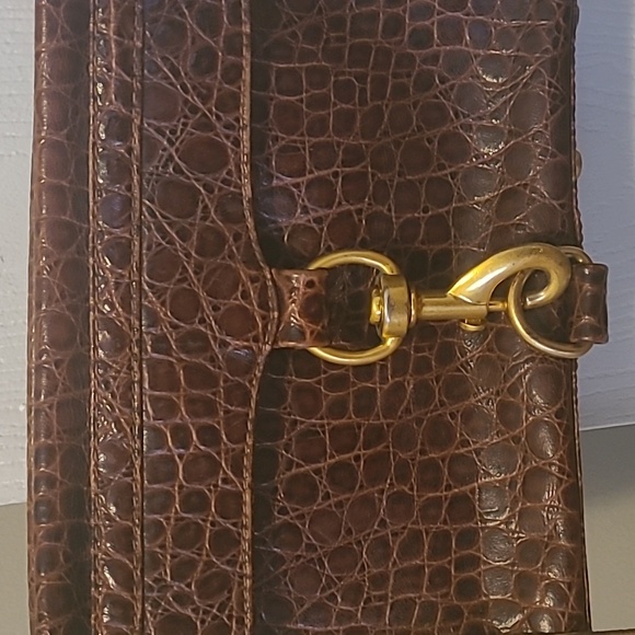 Rebecca Minkoff Edie embossed crocodile shoulder bag brown & gold hardware GUC ! - Picture 3 of 14